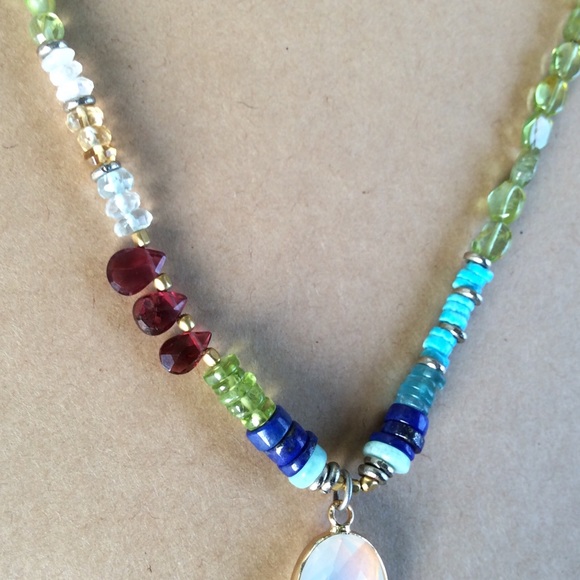 Handcrafted Sundance Charm Multi Gemstone Necklace Stunning NEW - Picture 4 of 11